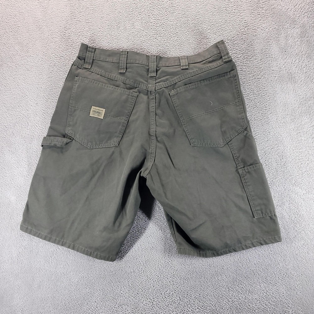 Wrangler Shorts Mens 34 Green Utility Cargo 9" Relaxed Canvas Workwear Summer